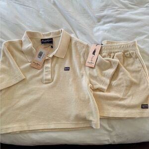 NWT - Rowing Blazers Cream Terrycloth cropped Polo and Short Set size small